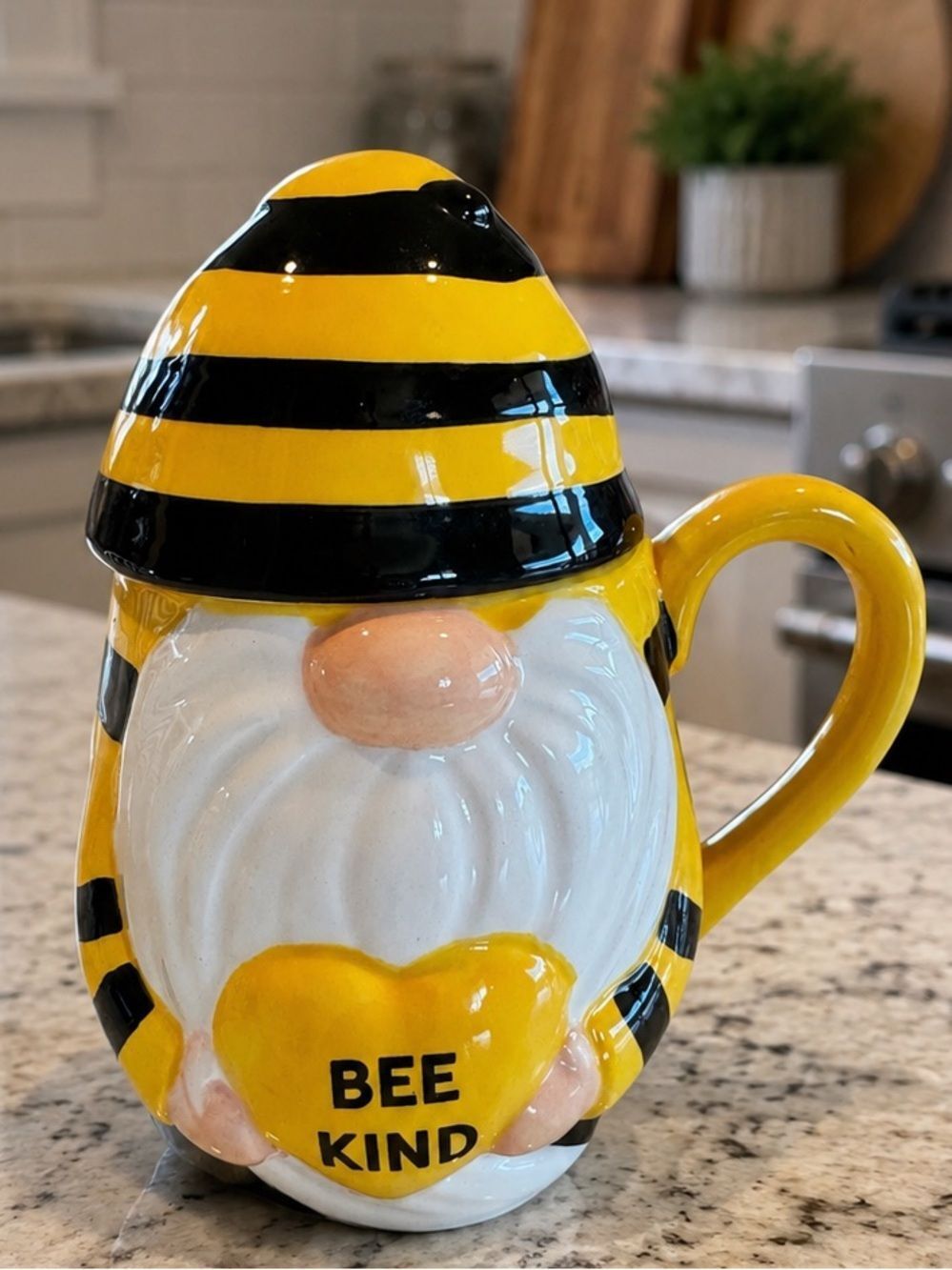 Mud Pie Bee Kind Bumble Bee Gnome Ceramic Coffee Mug 16 oz Cute Decor